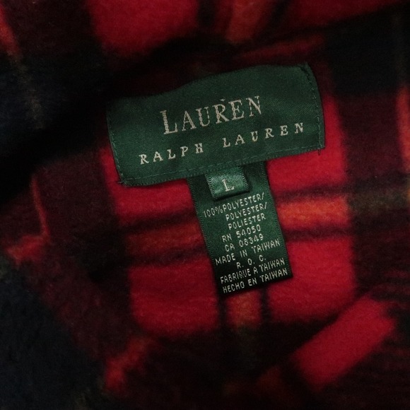 Lauren Ralph Lauren Hoodie Womens Large Red Plaid Oversized Flannel Sweater - Picture 3 of 9